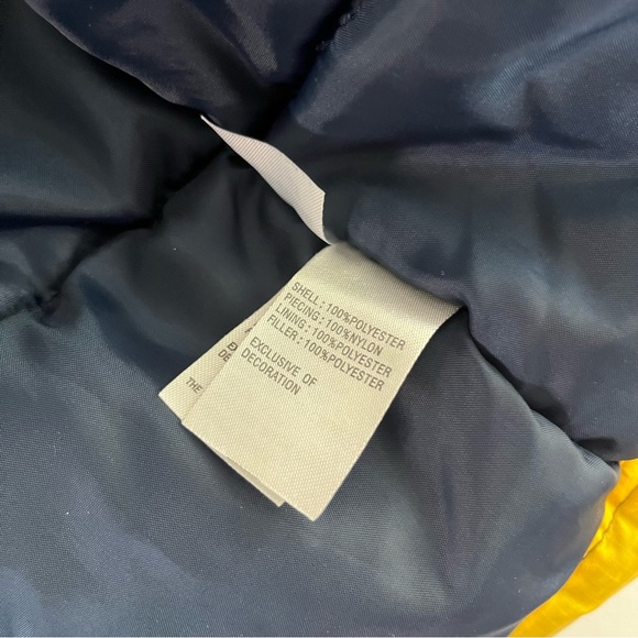 Nike Kids Winter Navy Blue Yellow Jacket with Double Closure Back Spell Out 3T - Picture 11 of 11